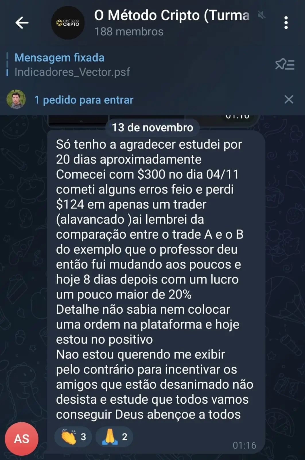 Depoimento de aluno