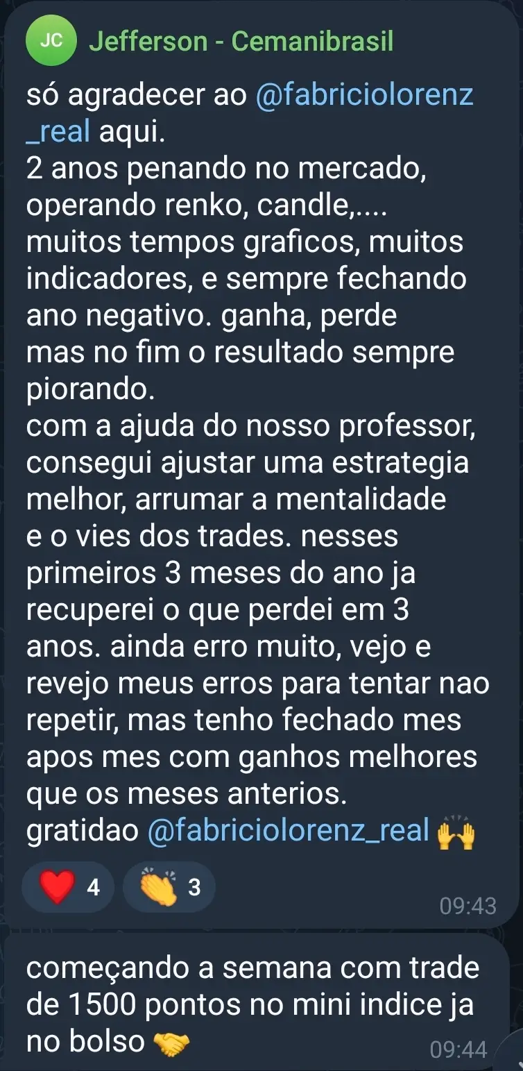 Depoimento de aluno